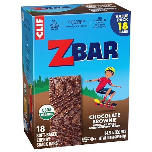 Zbar - Chocolate Brownie - Soft-Baked Energy Snack Bars - Non-GMO - 11g Whole Grains - USDA Organic Granola Bars (18 Pack)