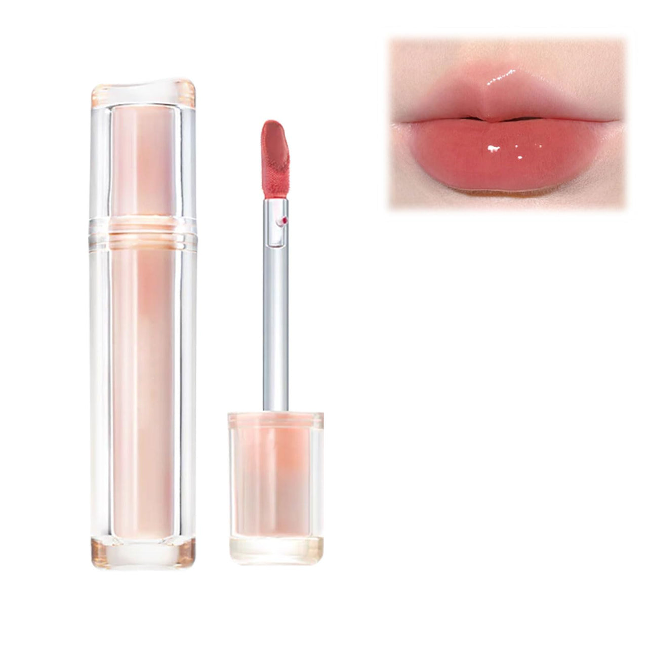 Ice Watery Lip Gloss, Mirror Tea Jelly Light Lip Glaze, Moisturizing Nonstick Liquid Lipstick (#N01 Milky Peach)