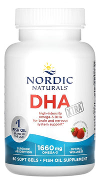 Thumbnail for Nordic Naturals DHA Xtra, Strawberry - 60 Soft Gels - 1660 mg Omega-3 - High-Intensity DHA Formula for Brain & Nervous System Support - Non-GMO - 30 Servings