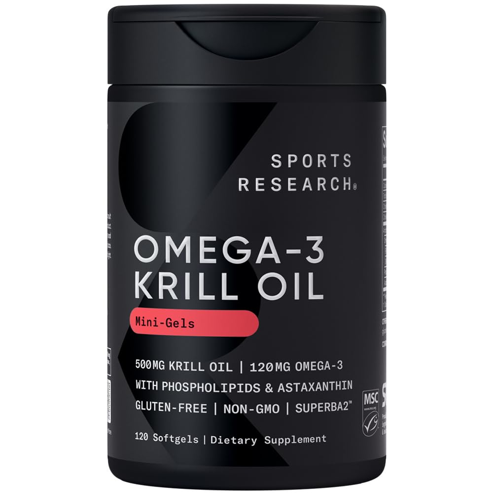 Sports Research® Multivitamin Pack - Omega-3 Krill Oil 500mg w/Choline, Phospholipids & Astaxanthin and Vitamin K2 & Vegan D3 5000iu with Coconut MCT Oil - Non-GMO · Gluten Free