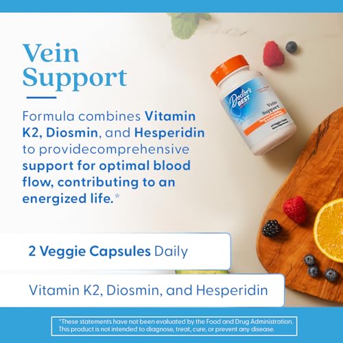 Doctors Best Vein Support, Supports Circulation & Arterial Health, Non-GMO, Gluten Free, Soy Free, Vegan 60 Veggie Caps