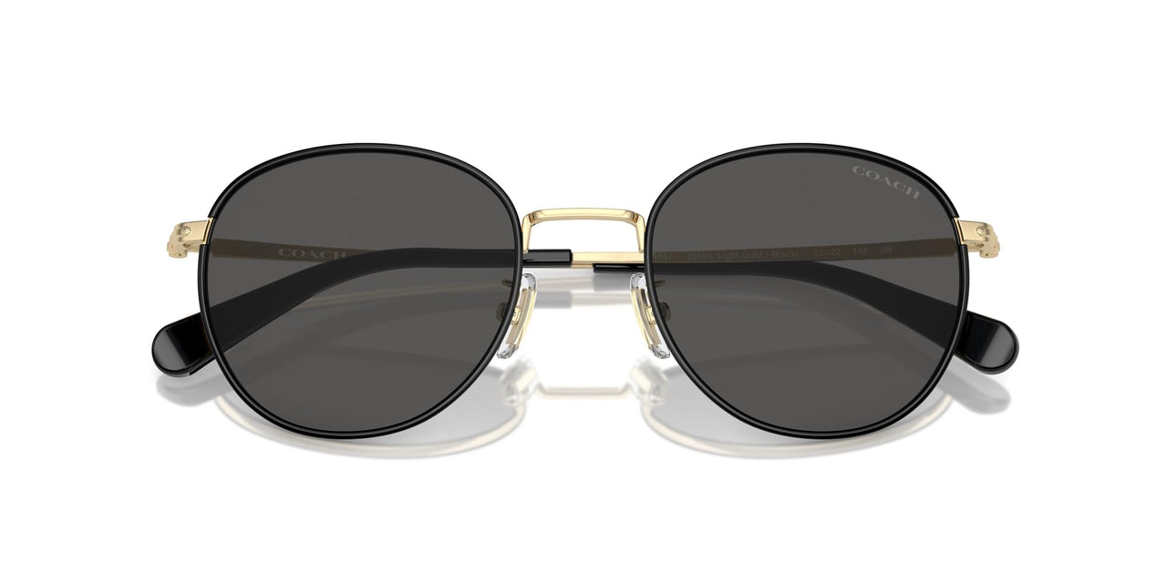 COACH Sunglasses HC 7163 934687 Shiny Light Gold/Black Grey Solid Polyamide St