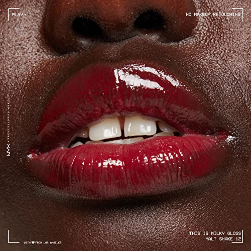 NYX PROFESSIONAL MAKEUP This Is Milky Gloss, Lip Gloss with 12 Hour Hydration, Vegan - Malt Shake (Warm Red)