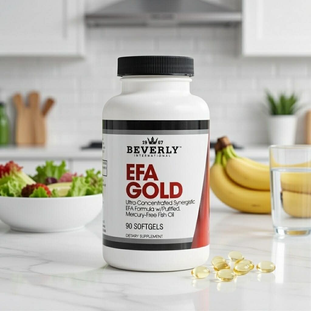 Beverly International EFA Gold, 90 Softgel Capsules. High Potency Omega-3s EPA and DHA + Omega 6&9 Fatty Acids. Combination Fish, Flaxseed and Borage Oil.