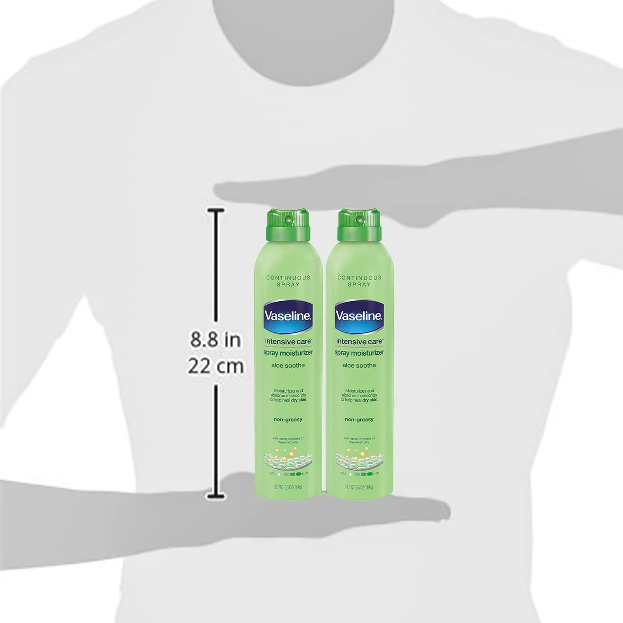 Vaseline Aloe Soothe Spray 2-Pack – Non-Greasy, Fast-Absorbing All-Over Soothing Moisturizer for Dry Skin, 6.5 Oz Ea