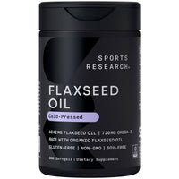 Thumbnail for Sports Research Organic Flaxseed Oil Softgels 1242mg - Plant Based Omega 3 Supplement with 720mg ALA for Women & Men - Non-GMO, Soy & Gluten Free (200 Count)