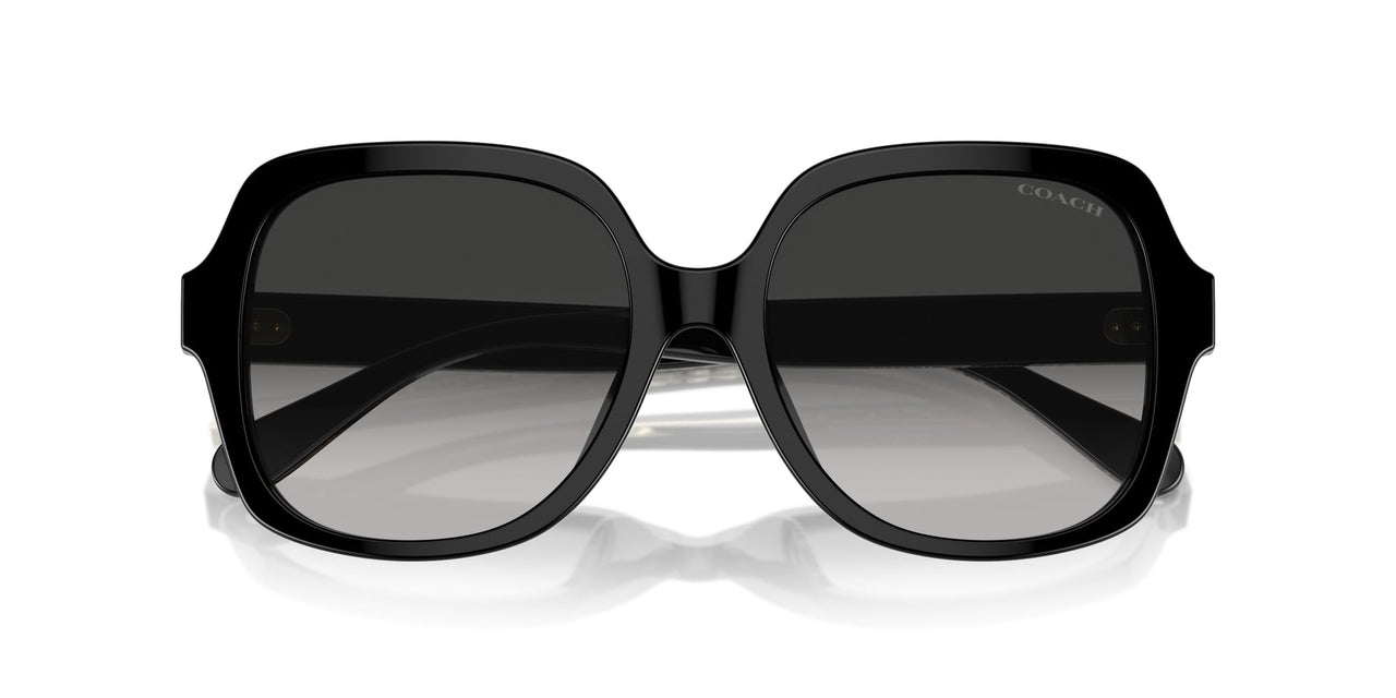 COACH Women's HC8395F Low Bridge Fit Square Sunglasses, Black/Grey Gradient, 56 mm