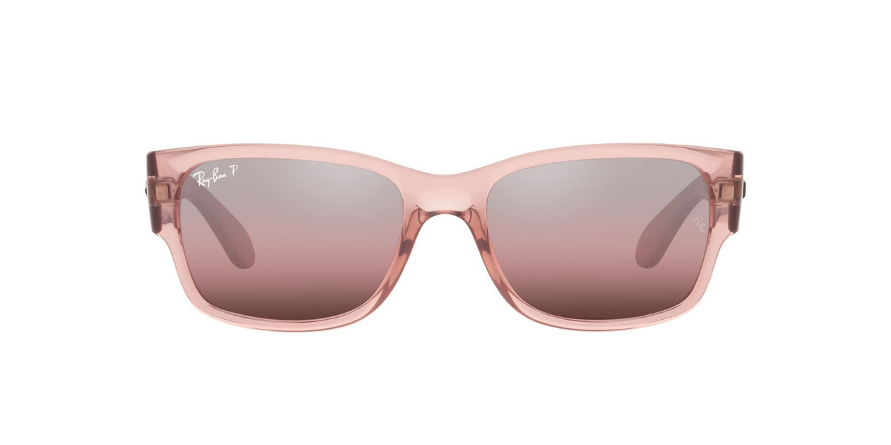 Ray-Ban RB4388 Square Sunglasses, Transparent Pink/Wine Polarized, 58 mm