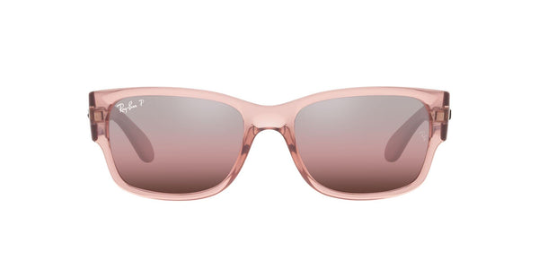 Ray-Ban RB4388 Square Sunglasses, Transparent Pink/Wine Polarized, 58 mm