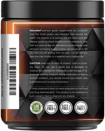 NatureBell 2 Pack Instant Creatine Monohydrate Powder 500g, 5,000mg Per Serving | Micronized, Pure, & Unflavored | Pre-Workout | Keto, Vegan, Filler-Free | 200 Servings (2.2 lb)