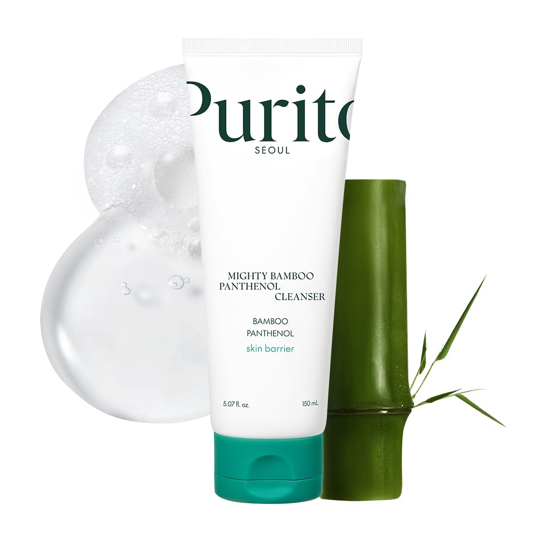 PURITO Mighty Bamboo Panthenol Cleanser, Gentle Face Wash for Moisturizing, Makeup Remover, for Sensitive Skin, Vegan & Cruelty-Free Face Cleanser150ml / 5.07 fl. Oz.