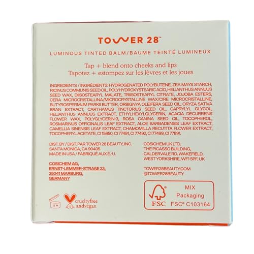Tower 28 Beauty BeachPlease Cream Blush for Cheeks and Lips - Multi-Purpose Lip and Cheek Tint in Orange Blush - for Sensitive Skin – Color POWER HOUR, Luminous Finish