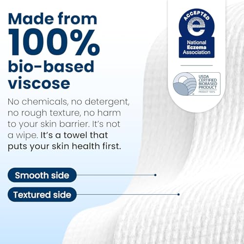 Clean Skin Club Clean Towels®, 100% USDA Biobased Face Towel, Disposable Face Towelette, Eczema Association Accepted, Makeup Remover Dry Wipes, Ultra Soft, 1 Pack, 25 Ct