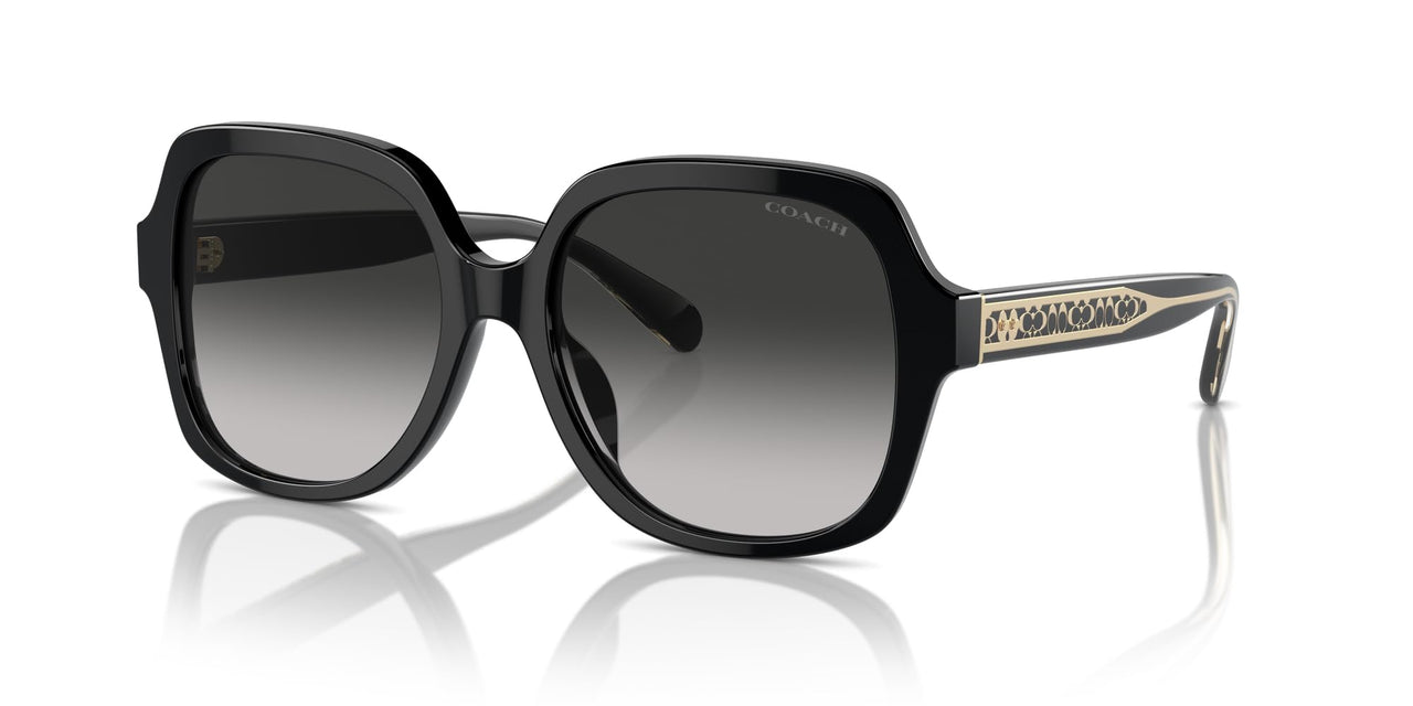 COACH Women's HC8395F Low Bridge Fit Square Sunglasses, Black/Grey Gradient, 56 mm