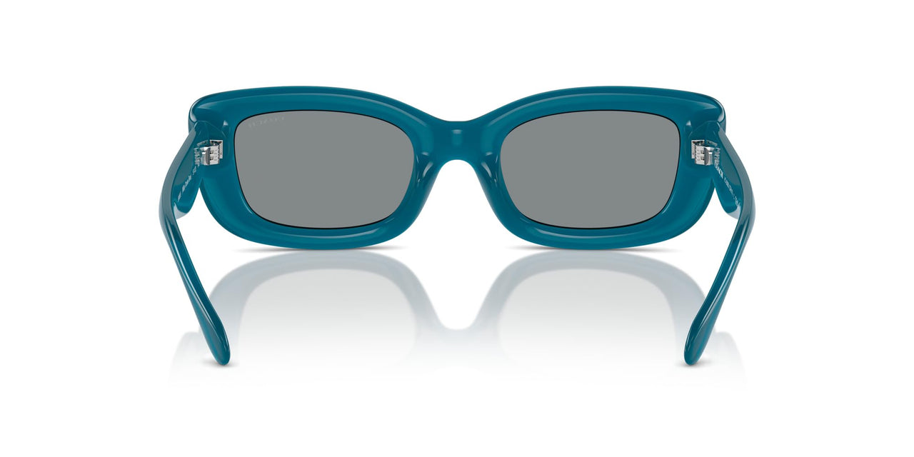 COACH Women's HC8390U Sculpted C Hardware Universal Fit Rectangular Sunglasses, Milky Ocean Blue/Blue Mirrored, 51 mm