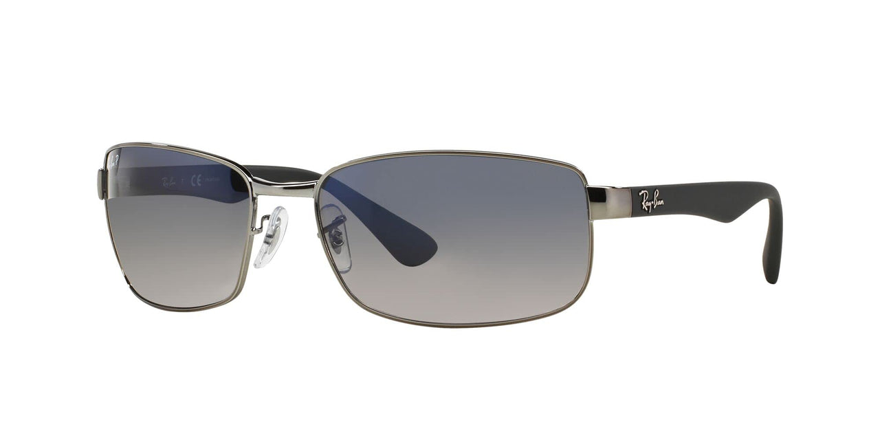 Ray-Ban RB3478 Rectangular Sunglasses, Gunmetal Frame/Blue Polarized Lens, 60 mm