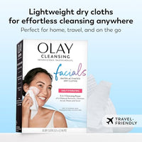 Thumbnail for Olay Makeup Remover Wipes, Daily Facials Hydrating Face Cleanser for Normal to Dry Skin, Alcohol & Fragrance Free, Soft Face Wash Towels, Travel Essentials for Women, Convenient Dry Cloths, 66 ct