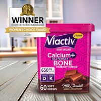 Thumbnail for Viactiv Calcium +Vitamin D3 Supplement Soft Chews, Milk Chocolate, 60 Chews - Calcium Dietary Supplement for Bone Health