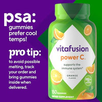Thumbnail for Vitafusion Power C Vitamin C Gummies for Immune Support, Orange Flavored, 282 mg Vitamin C, America’s Number 1 Gummy Vitamin Brand, 50 Day Supply, 150 Count