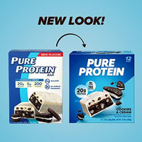 Thumbnail for Pure Protein Cookies And Cream Protein Bars – 20g Protein, 3g Sugar, 190 Calories (12 count) Low Sugar* High Protein Snack - Gluten Free - Perfect for a Healthy Snack