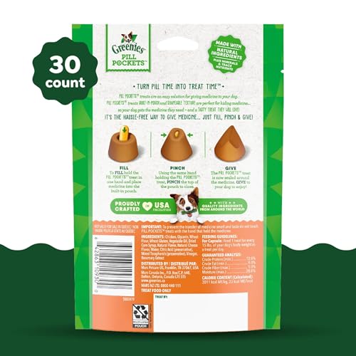 Greenies Pill Pockets for Dogs Large Size, Dog Treat Pouch for Capsule Medication, Cheese Flavor, 7.9 oz. Pouch