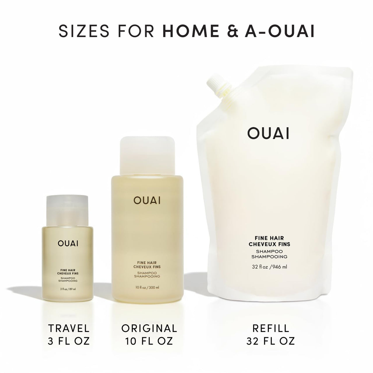 OUAI Fine Hair Shampoo Refill - Volumizing Shampoo for Fine Strands - Made with Biotin, Keratin & Chia Seed Oil - Strengthens, Nourishes & Thickens - Color-Safe & Sulfate Free Hair Care (32 Fl oz)