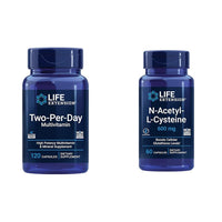 Thumbnail for Life Extension Two-Per-Day Multivitamin, Vitamins B, C, D, zinc, 25 Vitamins, Minerals & extracts, 120 Capsules Bundle with N-Acetyl-L-Cysteine (NAC) 600 mg, 60 Capsules