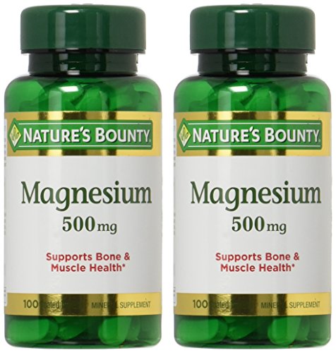 Nature's Bounty Magnesium 500mg, 100 Count, Pack of 2