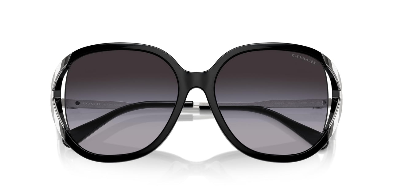 COACH Women's HC8396U Universal Fit Square Sunglasses, Black/Grey Gradient, 56 mm