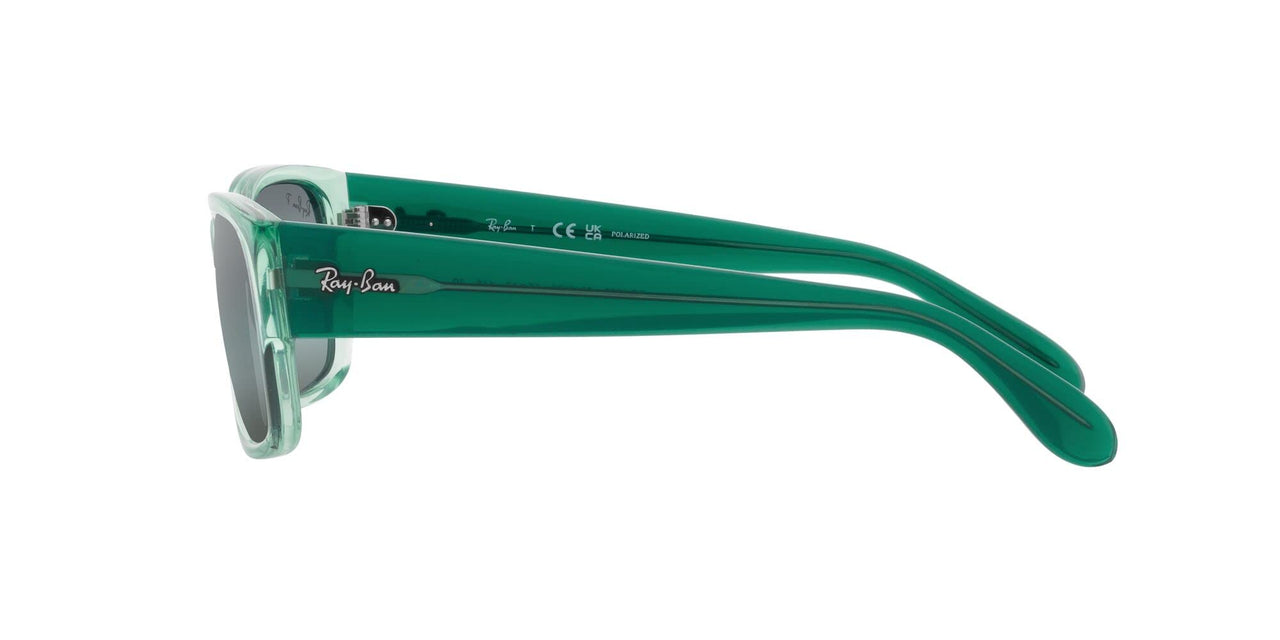 Ray-Ban RB4388 Square Sunglasses, Transparent Green/Blue Polarized, 58 mm