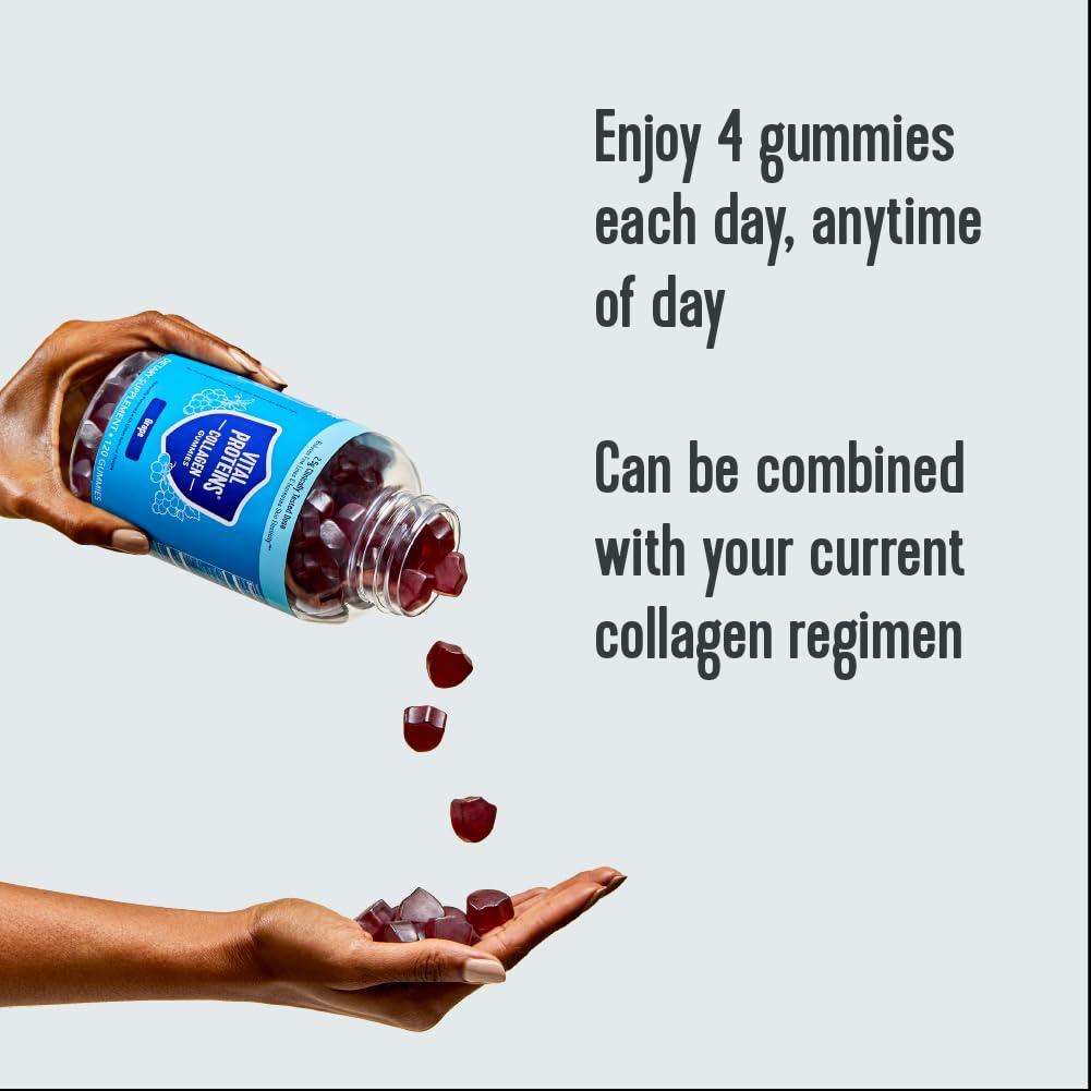 Vital Proteins Collagen Gummies, 2.5g of Clinically-Tested Collagen for Hair, Skin, Nails & Wrinkles, 120 ct Bottle, Pack of 2, Grape Flavor
