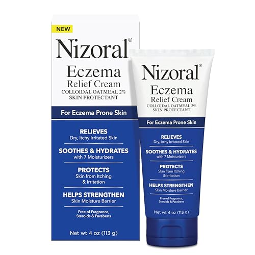 Nizoral Eczema Relief Cream, 4 Fl Oz (Pack of 2), Relieves Dry Itchy Irritated Skin, Soothes Hydrates with 7 Moisturizers, Colloidal Oatmeal 2%, Eczema Cream for Adults