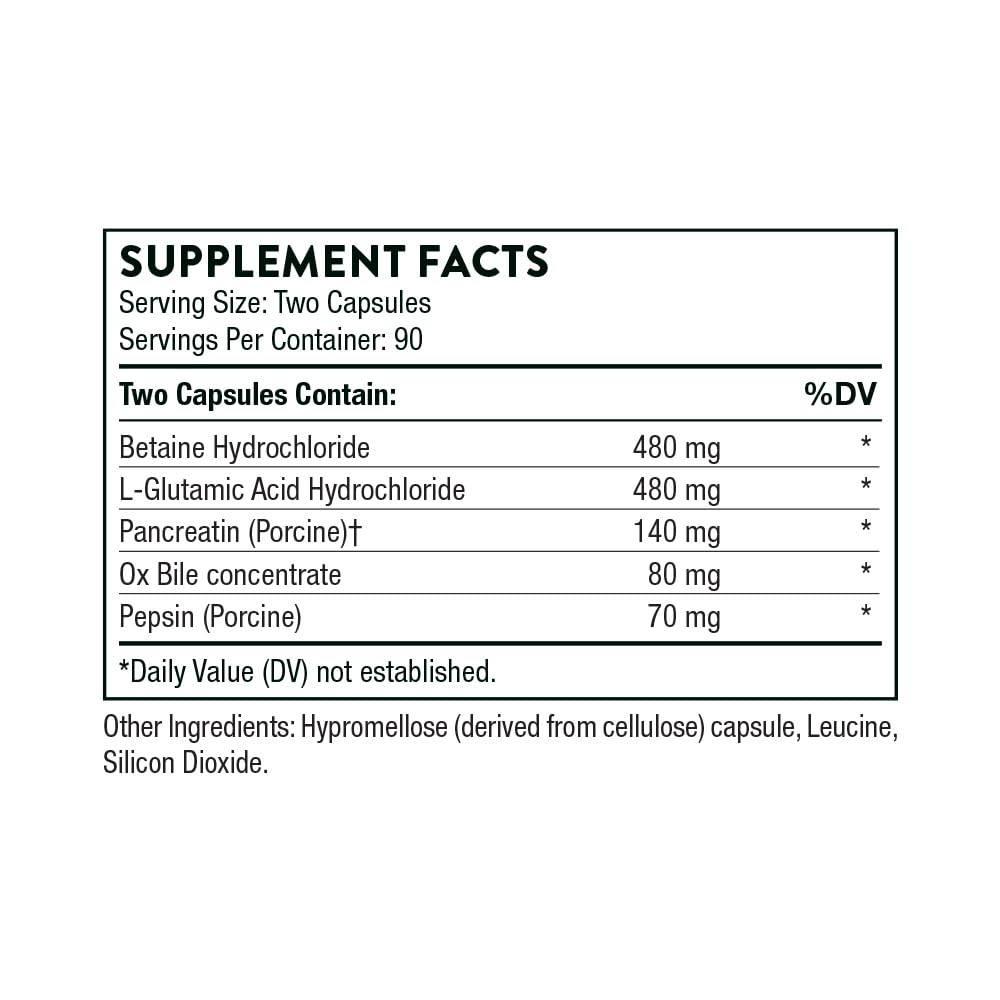 THORNE Advanced Digestive Enzymes (Formerly Bio-Gest) - Blend of Digestive Enzymes to Aid Digestion* - Gut Health Support with Pepsin, Ox Bile, Pancreatin - 180 Capsules - 90 Servings