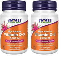 Thumbnail for NOW Supplements, Vitamin D-3 2,000 IU, High Potency, Structural Support*, 30 Softgels (Pack of 2)