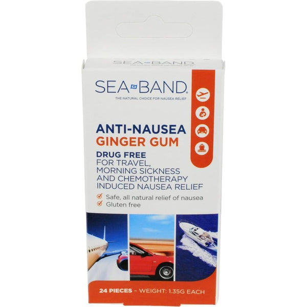 Sea-Band Anti-Nausea Ginger Gum For Motion & Morning Sickness, 24 Pieces