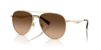 Thumbnail for COACH Women's HC7169 Metal C Hardware Aviator Sunglasses, Shiny Light Gold/Brown Gradient, 57 mm
