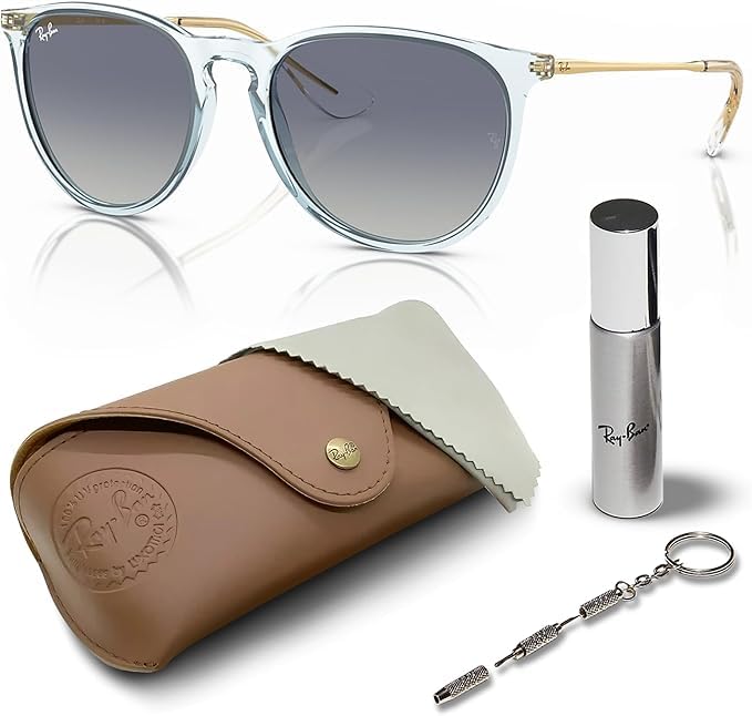 Ray-Ban RB4171 ERIKA CLASSIC Phantos Shaped Non-Polarized Sunglasses for Women – Includes Official RAYBAN Eyewear Kit – Ideal Formal & Casual Wear Sunglasses – Grey/Blue Lens