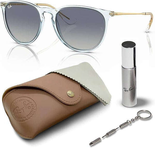 Ray-Ban RB4171 ERIKA CLASSIC Phantos Shaped Non-Polarized Sunglasses for Women – Includes Official RAYBAN Eyewear Kit – Ideal Formal & Casual Wear Sunglasses – Grey/Blue Lens