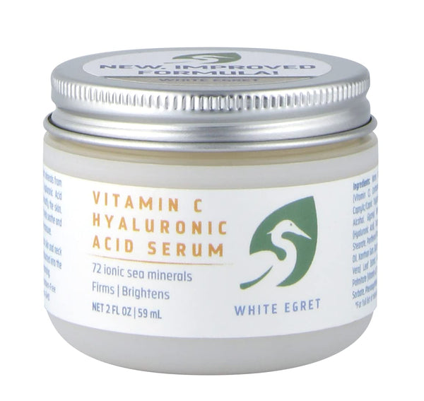 White Egret Radiant Glow Hyaluronic Acid Serum with Vitamin C - 2 Fl Oz | Anti-Aging Skincare for Women | Hydrating, Firming, and Brightening Formula