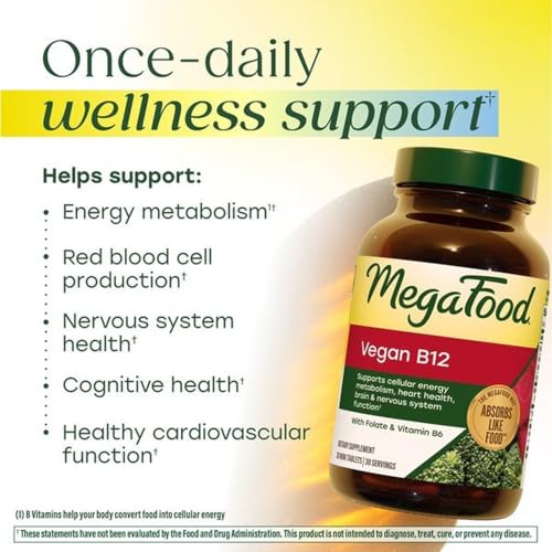 Image 4 of MegaFood Vegan Vitamin B12 with Vitamin B6 and Folic Acid, 30 Mini Tablets