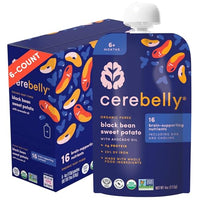 Thumbnail for Image 1 of Default Title for the product Cerebelly Organic Baby Food Pouches Black Bean Sweet Potato Purees 4oz 6 Pack