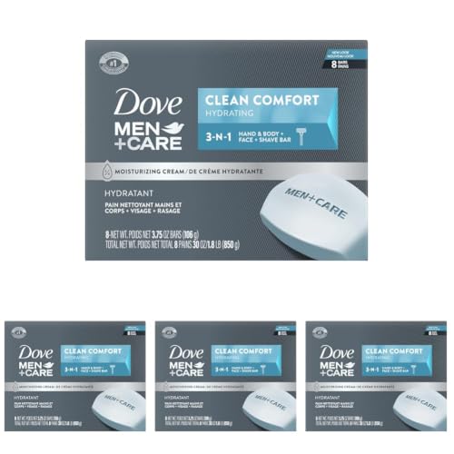 Image 1 of Default Title for the product DOVE MEN + CARE Body and Face Bar, Clean Comfort Hydrating, Bars, 3.75 Ounce (Pack of 32)