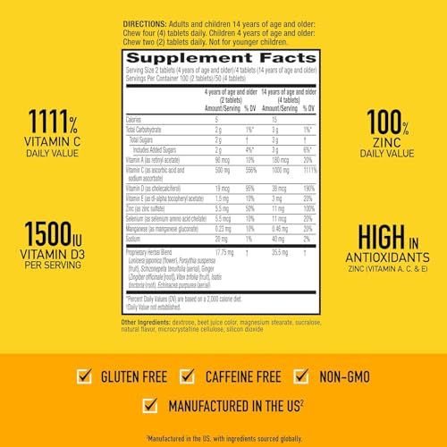 Image 5 of Airborne 1000mg Vitamin C  Zinc Immune Support Supplement Chewable Tablets 116 Count (2 Pack)