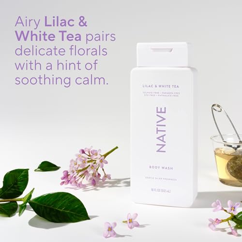 Image 4 of Native Clean Body Wash for Women & Men, Lilac & White Tea Scent, 18 fl oz