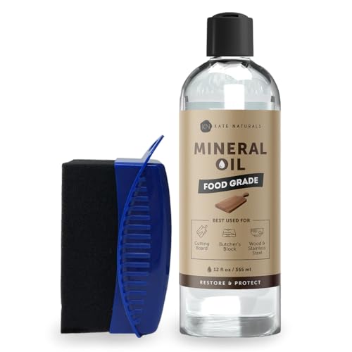 Image 2 of 12 fl oz for the product Kate Naturals Mineral Oil for Wood Cutting Board