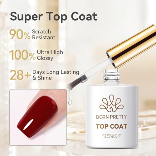Image 2 of Born Pretty Gel Polish No Wipe Gel Top Coat 15ml Clear Color