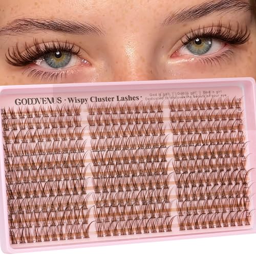 Image 20 of B-brown clusters for the product Goddvenus Eyelash Extensions Wispy Natural DIY C Curl Individual Lashes Clusters