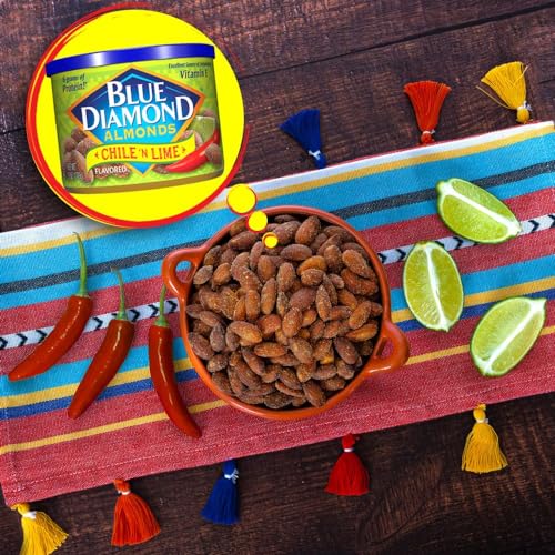 Image 5 of Blue Diamond Almond Chile n' Lime Flavored Tangy Snack Nuts 6 oz. Can Pack of 4
