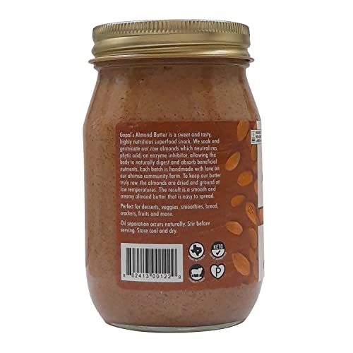 Image 3 of Gopal's Organic RAW SPROUTED Almond Butter 16 Ounce (453 Grams) Glass Jar