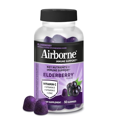 Image 1 of Gummy / 50 Count (Pack of 1) for the product Airborne Elderberry Immune Support Gummies